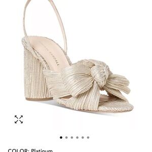 Loeffler Randall: Women's Camellia Bow High Heel Sandals in Platinum